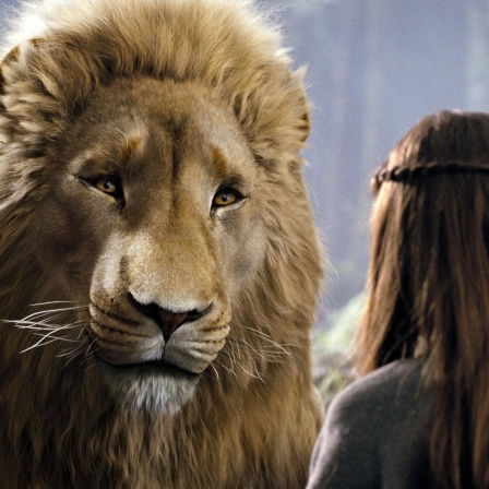Löwe Prince Caspian Aslan erscheint vor einen Mädchen Georgie Henley