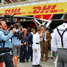 German Grand Prix - Race - Hockenheim. Mercedes AMG F1 being filmed by the Netflix production 'Drive to Survive'. German Grand Prix, Sunday 28th July 2019. Hockenheim, Germany. URN:44359344