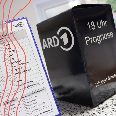 ARD 18 Uhr Prognose von Infratest dimap im Wahllokal in Siegen Oberschelden. 