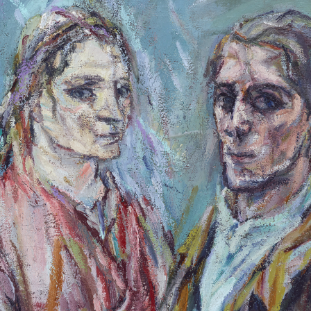 Kokoschkas Öl-Gemälde auf Leinwand : Doppelbildnis Oskar Kokoschka und Alma Mahler