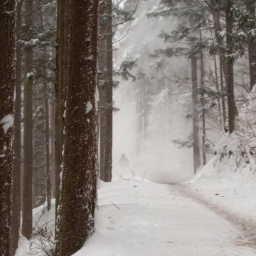 Ein Weg durch einen verschneiten Wald