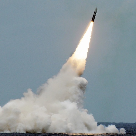 Eine strategische Raketen wird von einem US-U-Boot gestartet