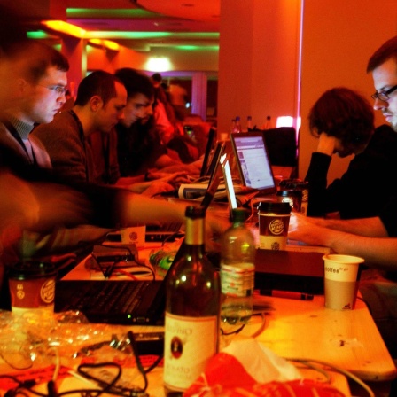 Hacker während eines Kongresses des - Chaos Computer Clubs