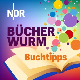 Offenes Buch mit bunten, schwebenden Kreisen, Sternen und Blumen, die daraus aufsteigen. Hintergrund in Regenbogenfarben.