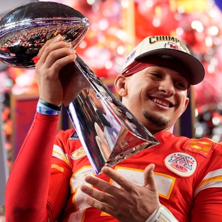 Patrick Mahomes nach dem Gewinn des Super Bowl